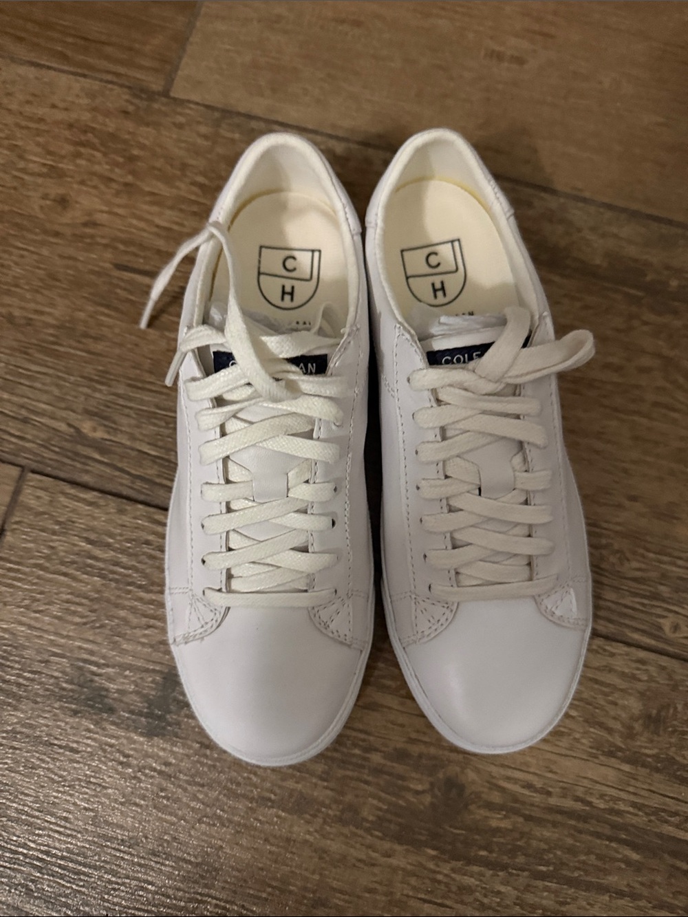 Cole Haan Minimalist White Leather Lace-Up Sneakers